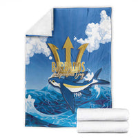Barbados Independence Day Blanket Gold Trident and Flying Fish - Wonder Print Shop