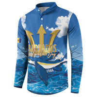 Barbados Independence Day Button Sweatshirt Gold Trident and Flying Fish - Wonder Print Shop