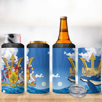 Barbados Independence Day 4 in 1 Can Cooler Tumbler Gold Trident and Flying Fish - Wonder Print Shop