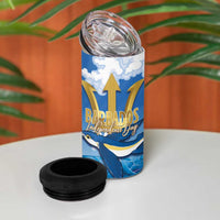 Barbados Independence Day 4 in 1 Can Cooler Tumbler Gold Trident and Flying Fish - Wonder Print Shop