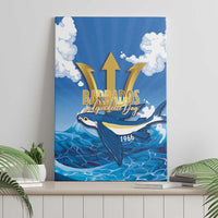 Barbados Independence Day Canvas Wall Art Gold Trident and Flying Fish - Wonder Print Shop