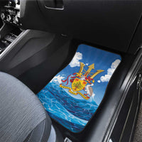 Barbados Independence Day Car Mats Gold Trident and Flying Fish - Wonder Print Shop