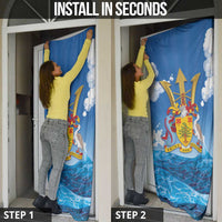 Barbados Independence Day Door Cover Gold Trident and Flying Fish - Wonder Print Shop