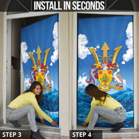 Barbados Independence Day Door Cover Gold Trident and Flying Fish - Wonder Print Shop