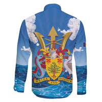 Barbados Independence Day Family Matching Mermaid Dress and Hawaiian Shirt Gold Trident and Flying Fish - Wonder Print Shop