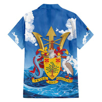 Barbados Independence Day Family Matching Off The Shoulder Long Sleeve Dress and Hawaiian Shirt Gold Trident and Flying Fish - Wonder Print Shop