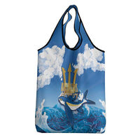 Barbados Independence Day Grocery Bag Gold Trident and Flying Fish - Wonder Print Shop
