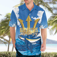 Barbados Independence Day Hawaiian Shirt Gold Trident and Flying Fish - Wonder Print Shop