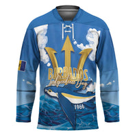 Barbados Independence Day Hockey Jersey Gold Trident and Flying Fish - Wonder Print Shop