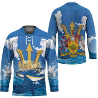 Barbados Independence Day Hockey Jersey Gold Trident and Flying Fish - Wonder Print Shop