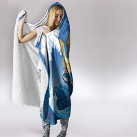 Barbados Independence Day Hooded Blanket Gold Trident and Flying Fish - Wonder Print Shop