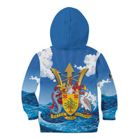 Barbados Independence Day Kid Hoodie Gold Trident and Flying Fish - Wonder Print Shop