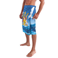 Barbados Independence Day Lavalava Gold Trident and Flying Fish - Wonder Print Shop