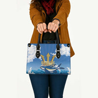 Barbados Independence Day Leather Bag Gold Trident and Flying Fish - Wonder Print Shop