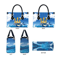 Barbados Independence Day Leather Bag Gold Trident and Flying Fish - Wonder Print Shop