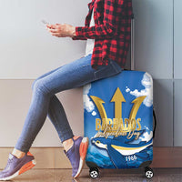 Barbados Independence Day Luggage Cover Gold Trident and Flying Fish - Wonder Print Shop