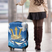 Barbados Independence Day Luggage Cover Gold Trident and Flying Fish - Wonder Print Shop