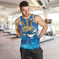 Barbados Independence Day Men Tank Top Gold Trident and Flying Fish - Wonder Print Shop