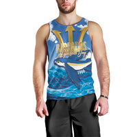 Barbados Independence Day Men Tank Top Gold Trident and Flying Fish - Wonder Print Shop