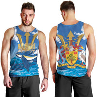 Barbados Independence Day Men Tank Top Gold Trident and Flying Fish - Wonder Print Shop