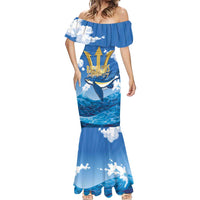 Barbados Independence Day Mermaid Dress Gold Trident and Flying Fish - Wonder Print Shop