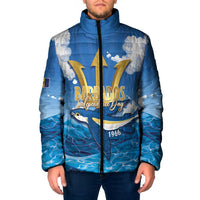 Barbados Independence Day Padded Jacket Gold Trident and Flying Fish - Wonder Print Shop
