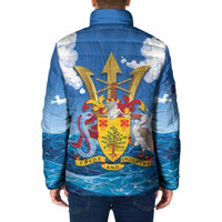 Barbados Independence Day Padded Jacket Gold Trident and Flying Fish - Wonder Print Shop