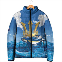 Barbados Independence Day Padded Jacket Gold Trident and Flying Fish - Wonder Print Shop