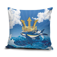 Barbados Independence Day Pillow Cover Gold Trident and Flying Fish - Wonder Print Shop