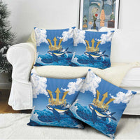 Barbados Independence Day Pillow Cover Gold Trident and Flying Fish - Wonder Print Shop