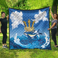 Barbados Independence Day Quilt Gold Trident and Flying Fish - Wonder Print Shop