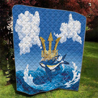 Barbados Independence Day Quilt Gold Trident and Flying Fish - Wonder Print Shop