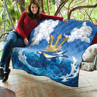 Barbados Independence Day Quilt Gold Trident and Flying Fish - Wonder Print Shop