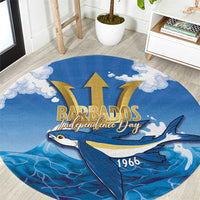 Barbados Independence Day Round Carpet Gold Trident and Flying Fish - Wonder Print Shop