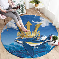 Barbados Independence Day Round Carpet Gold Trident and Flying Fish - Wonder Print Shop