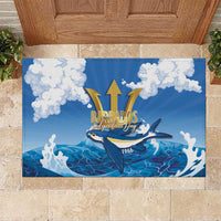 Barbados Independence Day Rubber Doormat Gold Trident and Flying Fish - Wonder Print Shop
