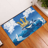 Barbados Independence Day Rubber Doormat Gold Trident and Flying Fish - Wonder Print Shop