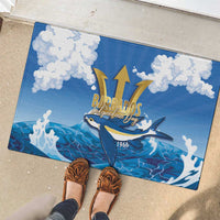 Barbados Independence Day Rubber Doormat Gold Trident and Flying Fish - Wonder Print Shop