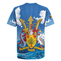 Barbados Independence Day Rugby Jersey Gold Trident and Flying Fish - Wonder Print Shop