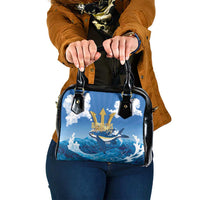Barbados Independence Day Shoulder Handbag Gold Trident and Flying Fish - Wonder Print Shop