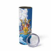 Barbados Independence Day Skinny Tumbler Gold Trident and Flying Fish - Wonder Print Shop