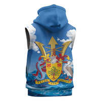 Barbados Independence Day Sleeveless Zip Hoodie Gold Trident and Flying Fish - Wonder Print Shop