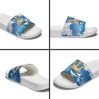 Barbados Independence Day Slide Sandals Gold Trident and Flying Fish - Wonder Print Shop