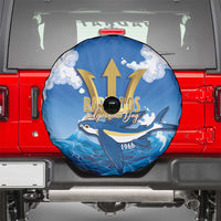 Barbados Independence Day Spare Tire Cover Gold Trident and Flying Fish - Wonder Print Shop