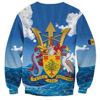 Barbados Independence Day Sweatshirt Gold Trident and Flying Fish - Wonder Print Shop