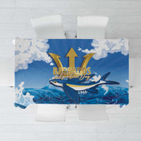 Barbados Independence Day Tablecloth Gold Trident and Flying Fish - Wonder Print Shop