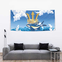 Barbados Independence Day Tapestry Gold Trident and Flying Fish - Wonder Print Shop