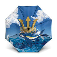Barbados Independence Day Umbrella Gold Trident and Flying Fish - Wonder Print Shop