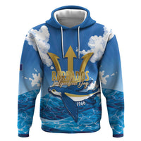 Barbados Independence Day Zip Hoodie Gold Trident and Flying Fish - Wonder Print Shop