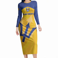 Barbados Football 2026 Custom Long Sleeve Bodycon Dress Go Bajan Tridents